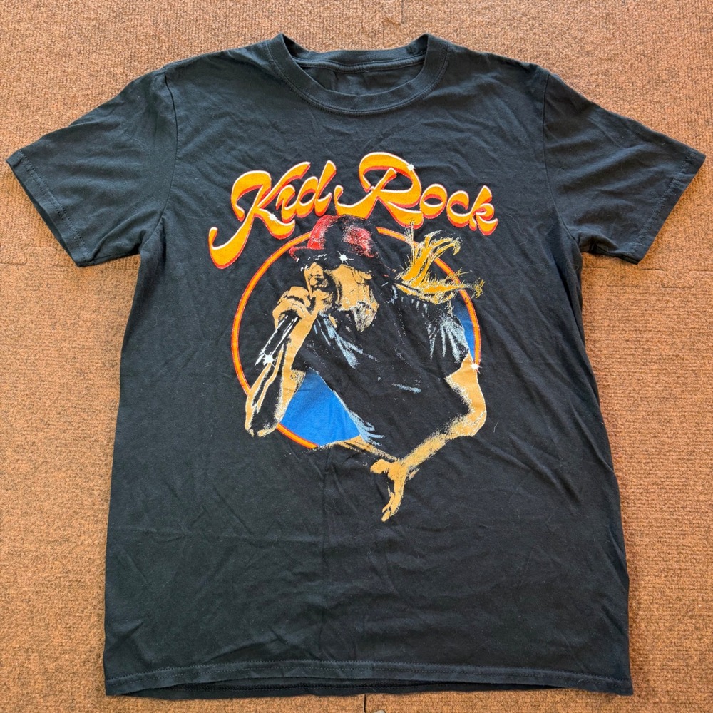 Kid Rock Graphic T-Shirt Mens Small Black Rock Band Concert Tour Tee clean A-